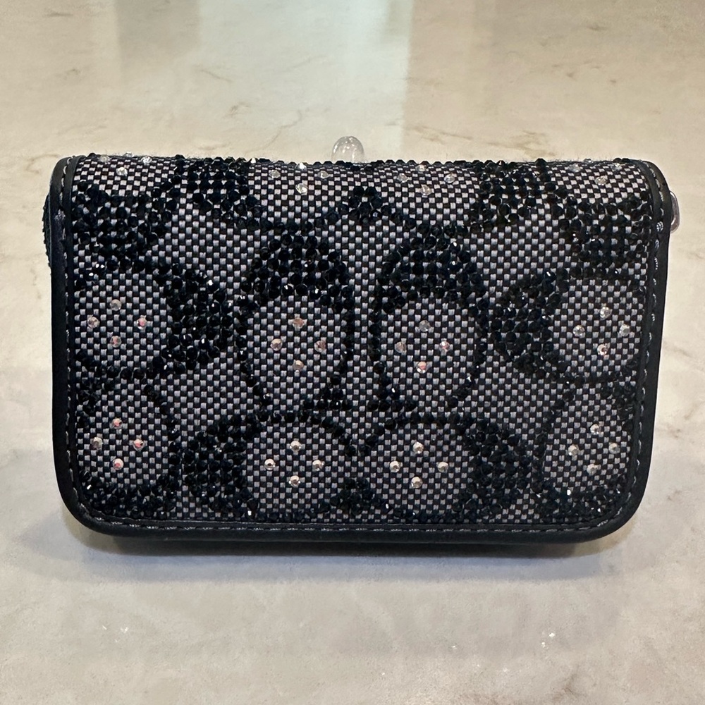 Coach Black Crystal Zip Around Wallet